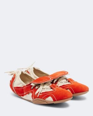 Acne Studios Bilaria Leather And Suede Sneakers - Red