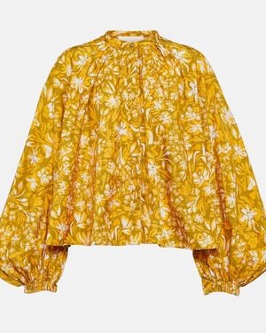 Jil Sander Floral Puff-Sleeve Blouse - Yellow