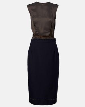 Maison Margiela Midikleid Aus Twill - Blau