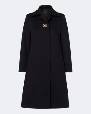Gucci Gg Wool Coat - Black