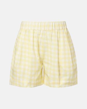 Asceno Gingham Linen And Cotton Shorts - Natural