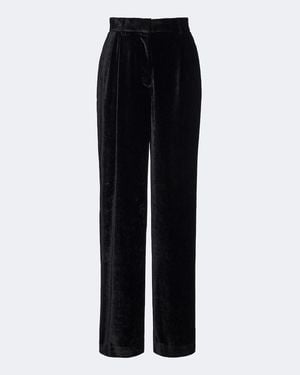Stella McCartney Pleated Velvet Wide-Leg Trousers - Black