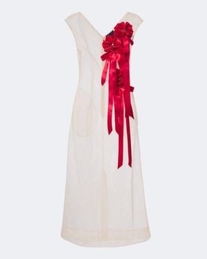 Simone Rocha Embellished Floral-Applique Tulle Midi Dress - Red
