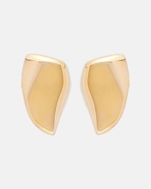 Bottega Veneta Pendientes Prisma Small Banados En Oro De 18 Ct - Blanco