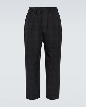 Lemaire Checked Wool Seersucker Trousers - Black