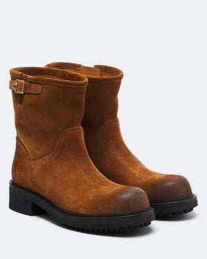 Versace Suede Ankle Boots - Brown