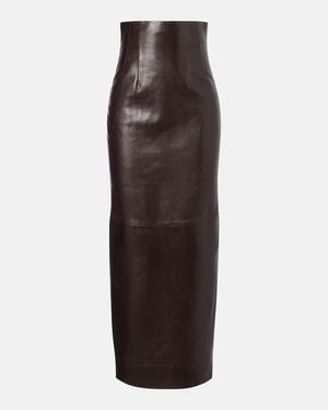KHAITE Loxley Leather Maxi Skirt - Brown