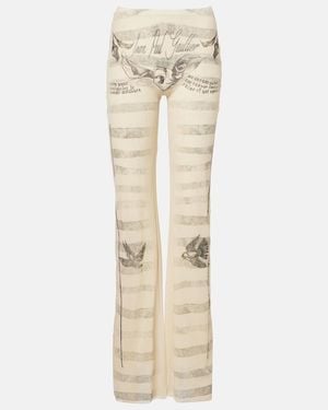 Jean Paul Gaultier Trompe L'Oeil Mesh Flared Trousers - Natural