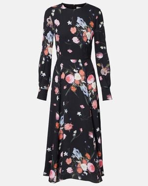 Erdem Floral Crepe Midi Dress - Blue