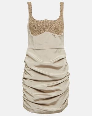 The Mannei Almeria Ruched Silk-Blend Minidress - Natural