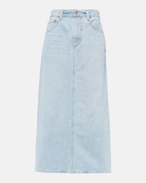 Citizens of Humanity Verona Mid-Rise Denim Midi Skirt - Blue