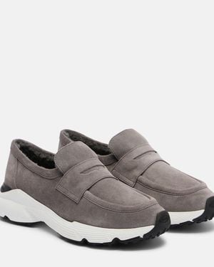 Tod's Slip-Ons Aus Leder Mit Shearling - Grau
