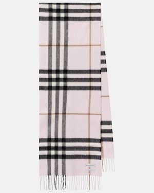 Burberry Check Cashmere Scarf - White