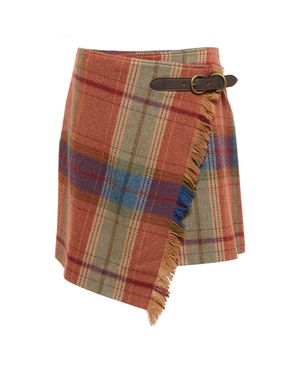 Polo Ralph Lauren Checked Wool-blend Wrap Skirt - Multicolour