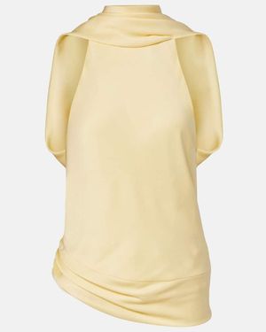 Jonathan Simkhai Samira Caped Satin Top - Yellow