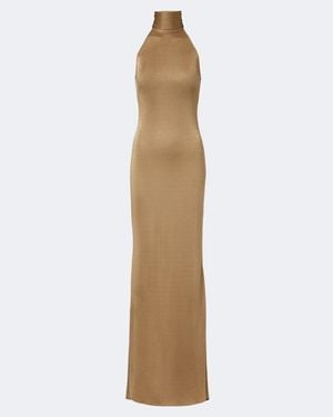 Ralph Lauren Kelsie Halterneck Gown - Natural