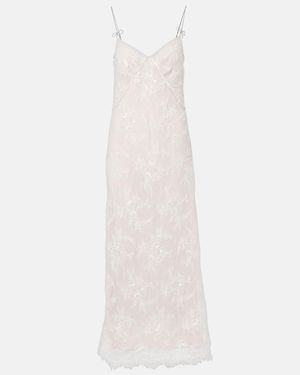 Blumarine Rebrode Embellished Lace Maxi Dress - White