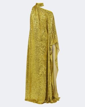 ‎Taller Marmo Atlas Disco Sequined One-Shoulder Gown - Yellow