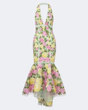 La Fuori La Roseraie Embroidered Cocktail Dress - Metallic
