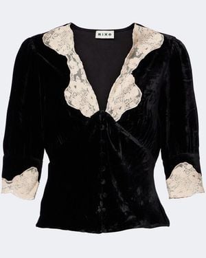 RIXO London Top Amanda En Velours A Dentelle - Noir