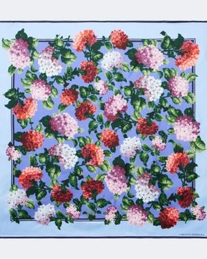 Carolina Herrera Floral Silk Twill Scarf - Blue