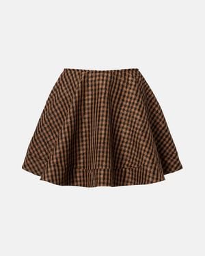 Ganni Checked Miniskirt - Brown