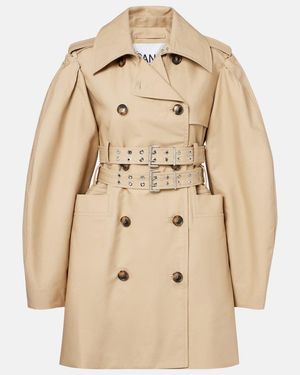 Ganni Cotton Trench Coat - Natural