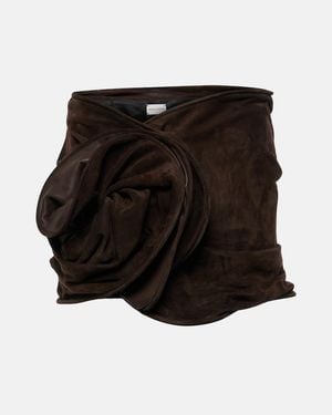 Magda Butrym Floral-Applique Suede Miniskirt - Black