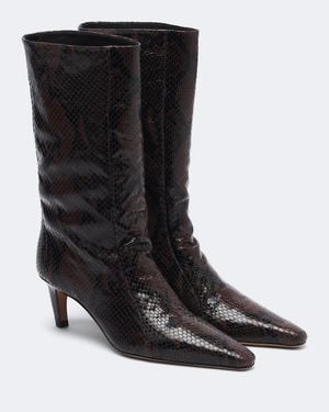 Jude Cave Snake-Effect Leather Ankle Boots - Black