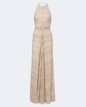 Missoni Gathered Halterneck Lame Gown - Natural