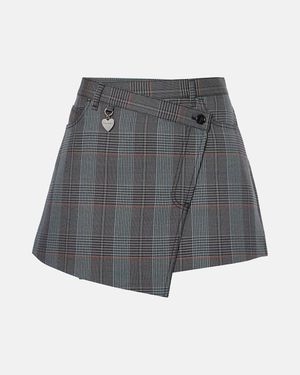 Acne Studios Falda Irinna De Mezcla De Lana A Cuadros - Gris