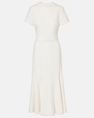 Safiyaa Luisa Belted Crepe Midi Dress - White