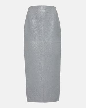 Prada High-Rise Leather Pencil Skirt - Grey