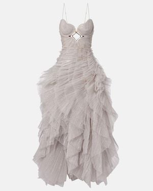 Maria Lucia Hohan Sureya Cutout Ruffled Tulle Gown - Metallic