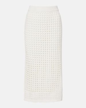 Max Mara Geode Open-Knit Cotton Midi Skirt - White