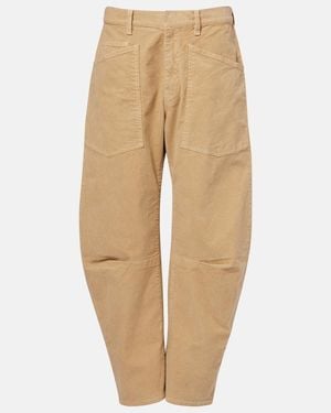 Nili Lotan Shon Corduroy Barrel-Leg Pants - Natural