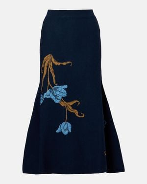Erdem Floral Jacquard Midi Skirt - Blue