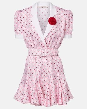 Rodarte Printed Silk Twill Minidress - Pink