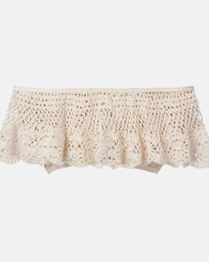 Anna Kosturova Cropped-Top Filigree Aus Haekelstrick - Natur