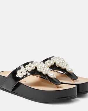 Simone Rocha Verzierte Zehensandalen Aus Leder - Schwarz