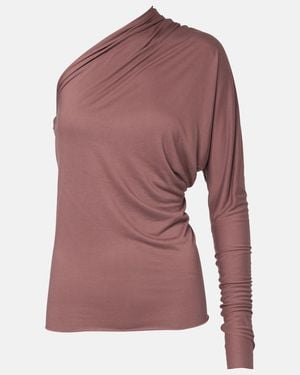 Rick Owens Diana One-Shoulder Jersey Top - Pink