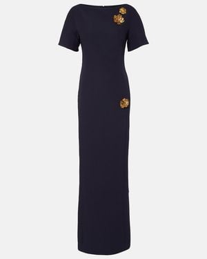 Safiyaa Lacin Embellished Crepe Gown - Blue