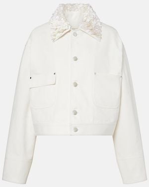 Plan C Sequined Cotton Drill Jacket - White