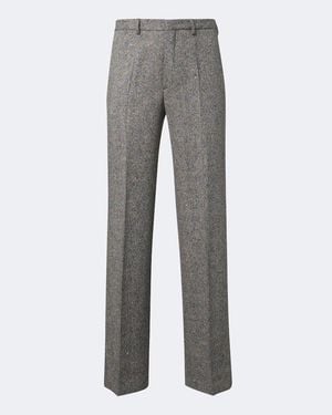 Dries Van Noten Checked Wool Straight Trousers - Grey