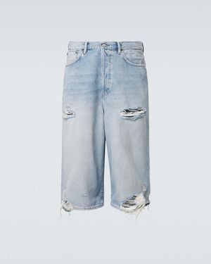 Acne Studios Distressed Bermuda-Shorts Aus Denim - Blau