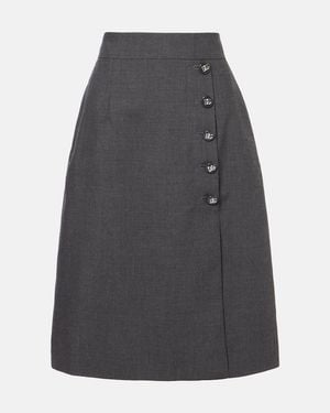 Dolce & Gabbana Virgin Wool Midi Skirt - Gray