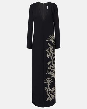 Costarellos Vita Beaded Crepe Gown - Black