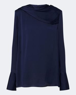 Tom Ford Silk Georgette Draped Blouse - Blue