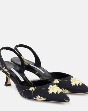 Manolo Blahnik Carolyne 50 Floral Slingback Court Shoes - Blue