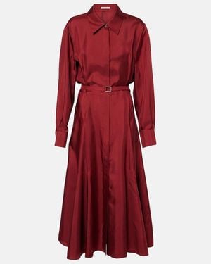 Emilia Wickstead Riko Belted Silk Twill Shirt Dress - Red
